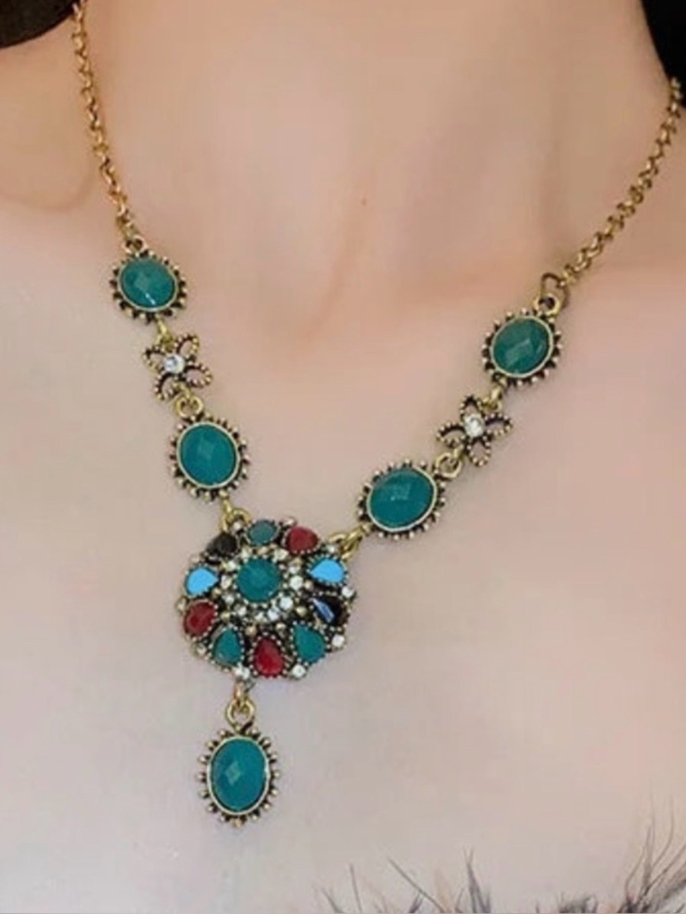 Boho Multi-Stone Vintage-Style
Necklace and Earring Set - Picture 6 of 6